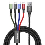 Baseus Fast 4 az 1-ben USB-C, 2x Lightning, Micro 3,5A, kábel, 1.2 m, fekete (CA1T4-A01) (CA1T4-A01) - Adatkábel