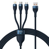 Baseus Flash Series 3 az 1-ben USB-kábel, USB-C + micro USB + Lightning, 100W, 1.2m (kék)