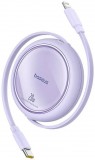 Baseus Free2Pull Expandable USB C to iP Ligtning 20W fast charging cable 1m Purple P10364501511-00