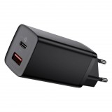 Baseus GaN2 Lite fali töltő USB-A + USB-C 65 W fekete (CCGAN2L-B01) (CCGAN2L-B01) - Töltők