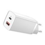 Baseus GaN2 Lite hálózati töltő adapter 65W Type-C + USB, fehér