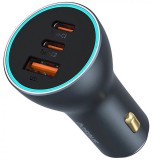 Baseus Golden Contactor Pro GaN 2xUSB-C-USB-A autós töltő, 65W, szürke