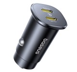 BASEUS GOTRIP autós töltő 2 Type-C aljzat (30W, PD gyorstöltő) FEKETE