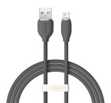 BASEUS JELLY LIQUID adatkábel (USB - lightning, 2.4A, gyorstöltő, 120cm) FEKETE Apple iPhone 14 Pro, iPhone 14 Plus, iPhone 14