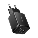 Baseus kompakt gyorstöltő 2x USB 10.5W fekete (CCXJ010201) (CCXJ010201)