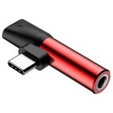Baseus L41 USB-C–Mini Jack 3,5 mm -USB-C audioadapter,piros (CATL41-91) (CATL41-91) - Adatkábel