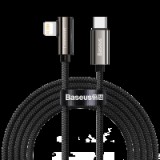 Baseus Legend Series USB-C és Lightning derékszögű kábel, PD, 20 W, 1 m, fekete (CATLCS-01)