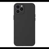 BASEUS LIQUID szilikon telefonvédő (matt, mikrofiber plüss belső, kamera védelem) FEKETE [Apple iPhone 12 Pro Max] (WIAPIPH67N-YT01) - Telefontok