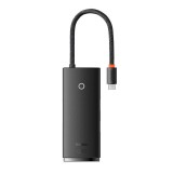 Baseus Lite 5in1 USB-C --> 3x USB 3.0 + USB-C + HDMI hub fekete (WKQX040001) (WKQX040001)