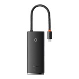 Baseus Lite 6in1 adapter USB-C 2x USB 3.0 + USB-C + HDMI + SD/TF hub fekete (WKQX050001) (WKQX050001)