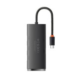 Baseus Lite Hub 4in1 USB-C, 4x USB-A 3.0+USB-C, 25cm , fekete