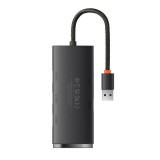 Baseus Lite Series 4 az 1-ben USB - 4x USB 3.0 hub 25 cm fekete (WKQX030001) (WKQX030001)