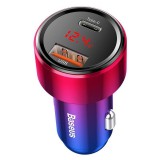 Baseus Magic autós töltő USB + USB-C QC 4.0 PD 45W, piros-kék (CCMLC20C-09) (CCMLC20C-09)