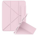 Baseus minimalist tok álló, b&#337;r hatású (aktív flip, oldalra nyíló, trifold, apple pencil tartó) rózsaszín p40112500411-00