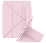 BASEUS MINIMALIST tok álló, bőr hatású (aktív FLIP, oldalra nyíló, TRIFOLD, Apple Pencil tartó) RÓZSASZÍN Apple IPAD Pro 12.9 (2021), Apple IPAD Pro 12.9 (2018), Apple IPAD Pro 12.9 (2020)