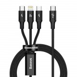 Baseus Rapid Series USB-C 3 az 1-ben, mikro USB, Lightning, USB-C, 20 W, kábel, 1.5m, fekete (CAMLT-SC01) (CAMLT-SC01)