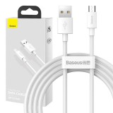 Baseus Simple Wisdom Micro USB kábel USB-hez, 2.1A, 1.5m (fehér) 2db.