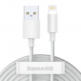 Baseus Simple Wisdom USB kábel Lightning, 2.4A, 1.5m, 2db, fehér (TZCALZJ-02) (TZCALZJ-02) - Adatkábel
