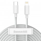 Baseus Simple Wisdomhoz USB-C, Lightning kábel, PD, 20W, 1,5m, 2db, fehér (TZCATLZJ-02) (TZCATLZJ-02)