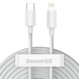 Baseus Simple Wisdomhoz USB-C, Lightning kábel, PD, 20W, 1,5m, 2db, fehér (TZCATLZJ-02) (TZCATLZJ-02) - Adatkábel