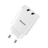 Baseus speed mini adapter, 2x USB, 2A, 10,5W, fehér (CCFS-R02) (CCFS-R02) - Töltők