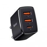 Baseus Square Autós 2xUSB gyorstöltő 30W Fekete CCALL-DS01
