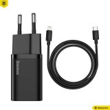 Baseus Super Si 1C 20W Wall Charger with USB-C/Lightning Cable Black TZCCSUP-B01