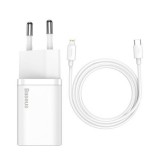Baseus Super Si 1C fast wall charger USB Type C 20 W Power Delivery + USB Type C - Lightning cable 1 m white (TZCCSUP-B02)