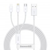 Baseus Superior Series 3 az 1-ben USB kábel, USB-mikro-USB, USB-C, Lightning, 3,5 A, 1.2m, fehér (CAMLTYS-02 ) (CAMLTYS-02)
