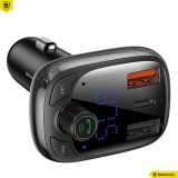 Baseus T Type S-13 Car Charger with FM Transmitter Black CCMT000101