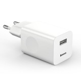 Baseus töltő gyorstöltő, USB, QC 3.0, 24W, fehér (CCALL-BX02 ) (CCALL-BX02)