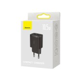 Baseus töltőfej 10.5W Fast charger, Dual USB [USB-A], Fekete