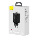 Baseus Travel Charger GaN3 Pro Quick wall charger C+C+U, PD3.0, QC4.0+, AFC (with Type C - Type C cable 1m) 65W EU Black (CCGP050101)