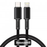 Baseus USB-C-Lightning nagy sűrűségű fonott kábel, 20W, 5A, PD, 1m, fekete (CATLGD-01) (CATLGD-01)