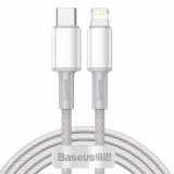 Baseus USB-C-Lightning nagy sűrűségű fonott kábel, 20W, PD, 2m, fehér (CATLGD-A02) (CATLGD-A02)