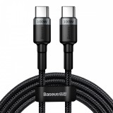 Baseus USB-C (Type-C) adatkábel, töltőkábel, fekete-szürke, szövet bevonat, 100W 5A, 2m, Baseus Cafule CATKLF-ALG1