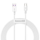 Baseus USB-C (Type-C) adatkábel, töltőkábel, USB-USB-C, fehér, 6A 66W 2m, Baseus Superior CATYS-A02