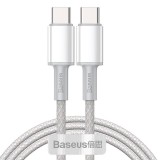 Baseus USB-C – USB-C fonott kábel 1m fehér (CATGD-02) (CATGD-02) - Adatkábel