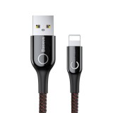 Baseus  USB-C- USB Lightning töltőkábel LED-del, 1m, fekete (CALCD-01) (CALCD-01) - Adatkábel