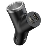 Baseus Y Type Car Charger with 2x USB and Extended Cigarette Lighter Port 3.4A black (CCALL-YX01)