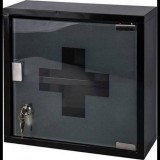 Bathroom Solutions Falra akasztható, zárható gyógyszer szekrény, rozsdamentes acél, 31 x 31 cm, fekete