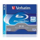 BD-RE BluRay lemez, újraírható, 25GB, 1-2x, normál tok, VERBATIM