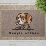 Beagle kutyás lábtörlő barna háttérrel (60 x 40 x 0,2 cm)