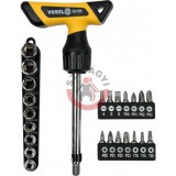 Behajtó készlet T-nyelű markolattal 25 részes