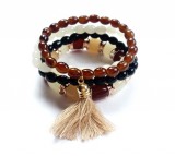 Beige-barna karkötő szett rojt medállal