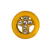 Béke szimbólum, ezüst strasszkövekkel Charm, névre szóló karkötőhöz- Citromsárga