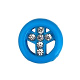 Béke szimbólum, ezüst strasszkövekkel Charm, névre szóló karkötőhöz- Kék