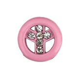 Béke szimbólum, ezüst strasszkövekkel Charm, névre szóló karkötőhöz- Világos rózsaszín