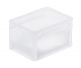 Bekuplast Basicline Euro láda 200x150x120 mm, alja és oldala zárt, Átlátszó