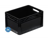 Bekuplast Lightline Euro láda, 400x300x220 mm alja és oldala zárt nyitott markolat, Fekete